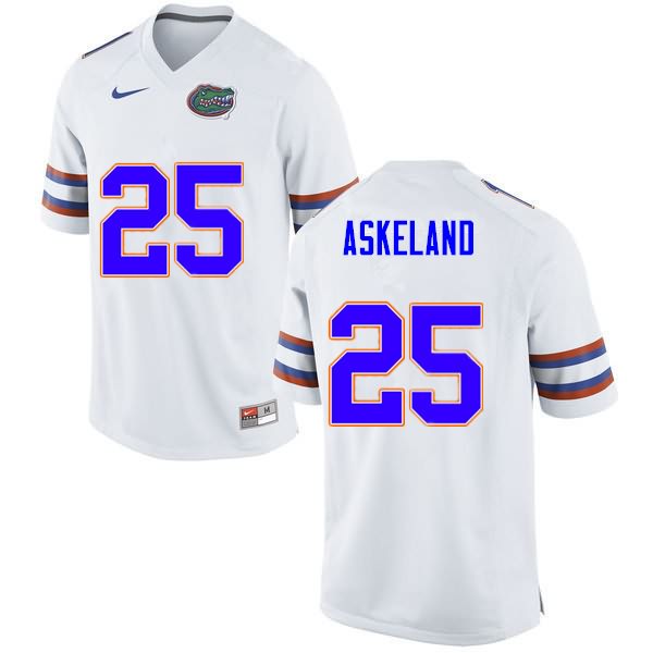 NCAA Florida Gators Erik Askeland Men's #25 Nike White Stitched Authentic College Football Jersey WIB2764VW